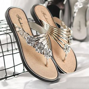 VANHUHU Ladies Durable Casual Summer Slippers Sandals Open Shoes Gold