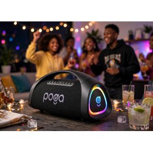 Unique POGA BOOMBOX-3 360W Powerful Bass Bluetooth Party Speaker With Wireless Microphone & Remote - RGB Lights - 24H Battery - Waterproof