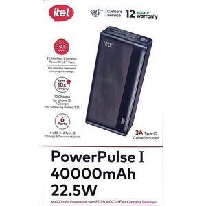 itel 40000mAh Power-Pulse I 22.5W Fast Charging Type-C Input & Output Digital Power-Bank 