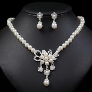 Dou-color Pearl jewelry set, necklace, earrings, two-piece set, wedding banquet, light luxury accessories
