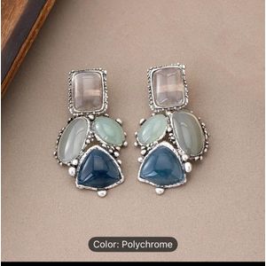 Polychrome Elegant Multi-Stone Statement Earrings