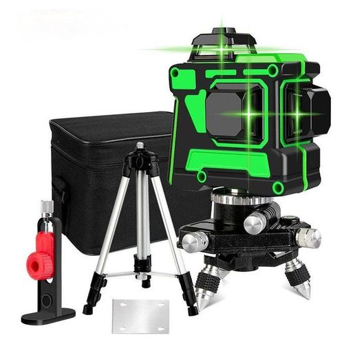 Cross-border 12-line laser level meter green light 3D infrared automatic line projection instrument sticking instrument level ruler Level Green light 12 lines + wall frame + bracket
