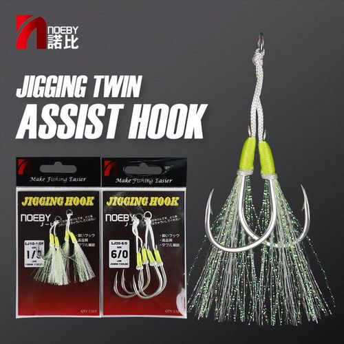 Generic Noeby Jig Hooks Fishing Slow Jigging Twin Assist Hook For Metal Jig  Solid Ring Jigging Double Hooks Saltwater Fishing Tackle