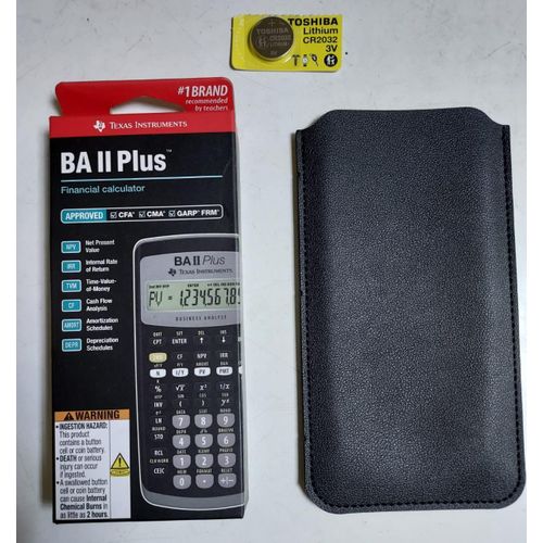 Texas Instruments BA II PLUS Financial Calculator+ Pouch+Extra Battery