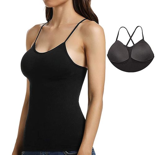 Women Camisoles With Built in Bra Tummy Control Compression Padded Shapewear  Top