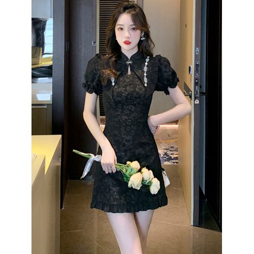 Fashion Summer Elegant Evening Dress For Women Lace Chic Short