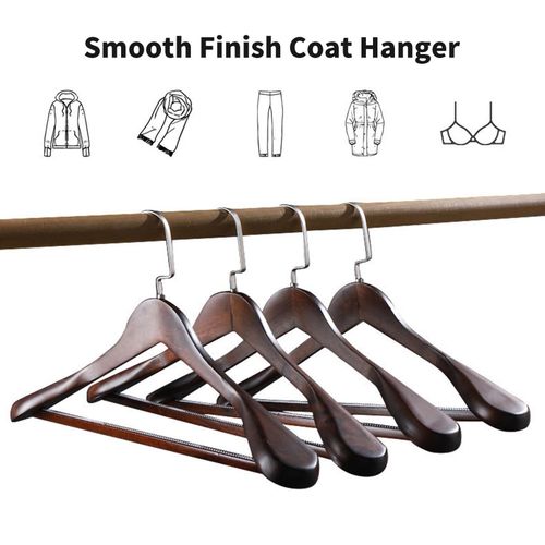 Multi Functional Solid Wooden Natural Finish Suit ,Coat, Jacket Hangers