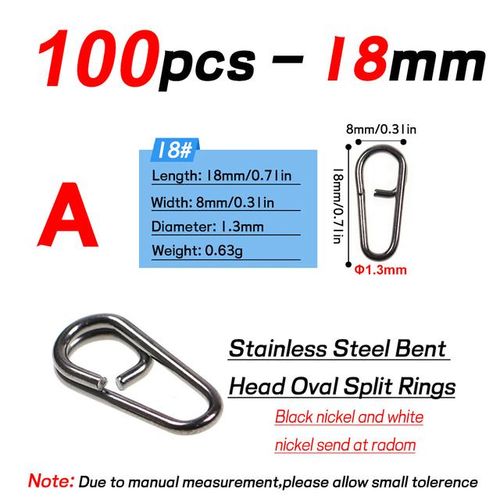 Generic Elllv 100pcs Sea Fishing Stainless Steel Bent Head Oval Split Rings  Fast Snap Clips Fishing Lure Leaders Connector Accessories