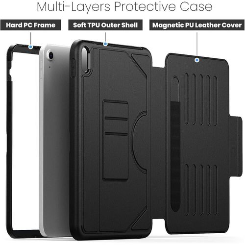 product_image_name-Generic-iPad 10th Gen 10.9 inch Shockproof Smart Magnetic Cover Case with Stable Stands & Pencil Holder - Black-3