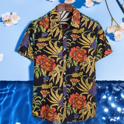 Fashion Mens Vintage Graffiti Floral Pattern Shirts Hawaii Beach Shirt ...