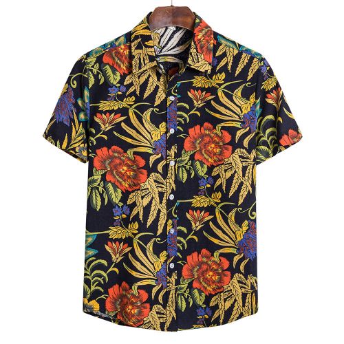Fashion Mens Vintage Graffiti Floral Pattern Shirts Hawaii Beach