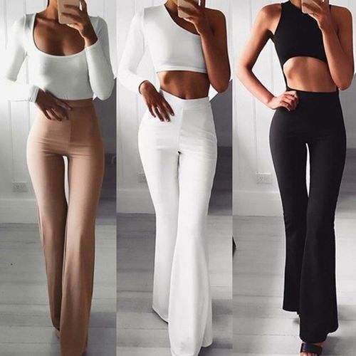 Women Palazzo High Waist Wide Leg Ol Career Solid Long Pants