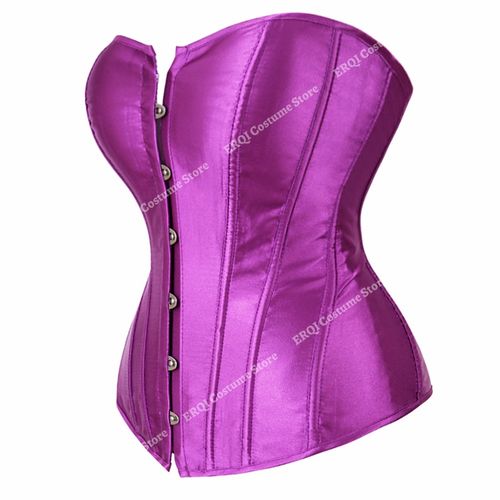 Fashion Black Corset Women Satin Vintage Corset Top Plus Size  Victorian-Purple2