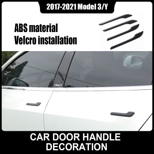 Generic 4Pcs Car Door Handle Covers Carbon Fiber Anti-scratch Protection  Stickers For Tesla Model 3 Model Y 2017-2022 Decorative Styling