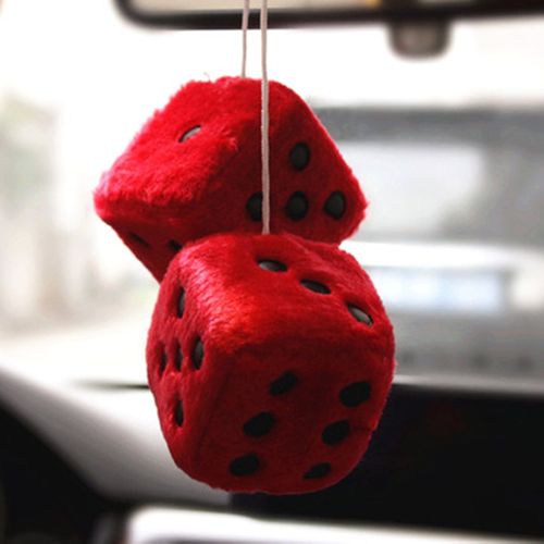 Aq General Car-Styling Fuzzy Dice Dots Rear View Mirror Hanger
