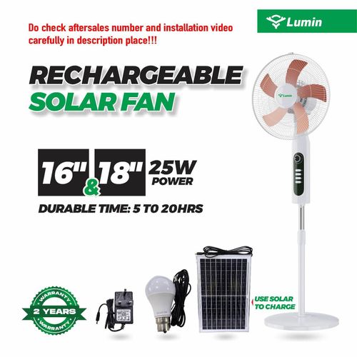 Lumin Solar fan 18" Rechargeable fan Standing Fan without Solar panel