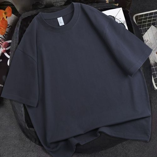 Fashion (Dark Grey)2022 White Solid T Shirt For Men Cotton Causal O-neck  Basic Oversized Women T-shirt Short-sleeve Male High Quality Tops Clothing  SCH