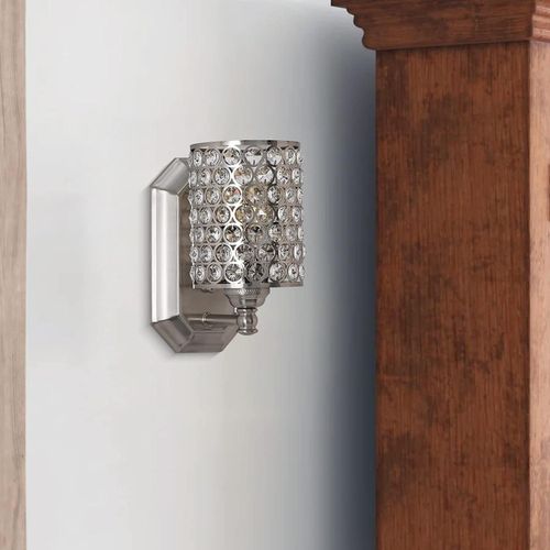 Generic Crystal Lattice Modern Chrome Cylinder Wall Sconce - image 5