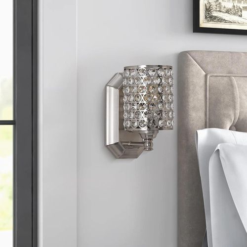 Generic Crystal Lattice Modern Chrome Cylinder Wall Sconce - image 7