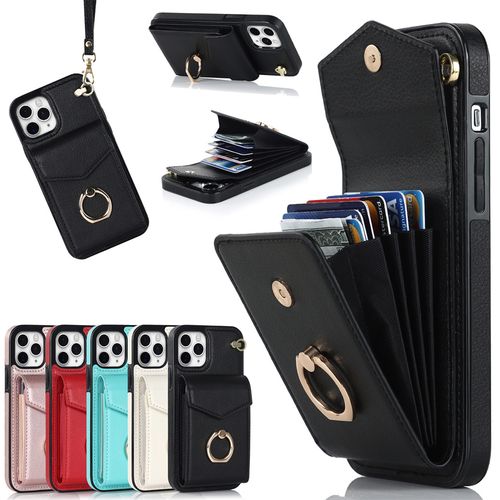 leather wallet card slot case For iPhone 11 12 13 14 15 Pro Max XR XS Max 6  7 8 Plus - Fittedcases