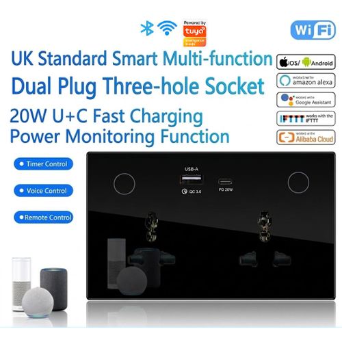 product_image_name-Tuya-Dual-Plug Smart Wall Socket with Usb+Type-C Fast Charging Wifi Dual-Use Smart Socket SmartLife-5