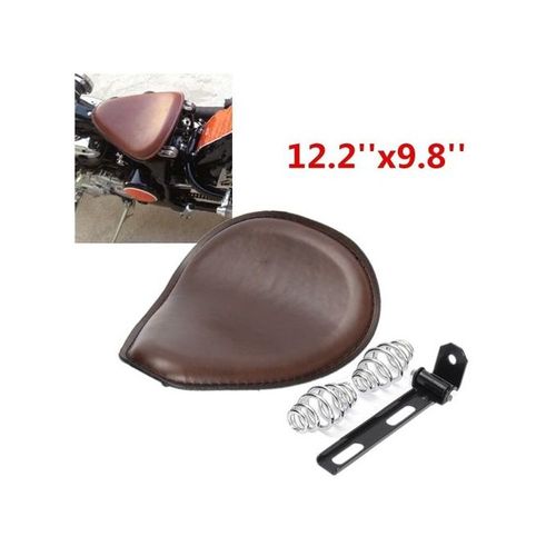  Custom Brown Motorcycle Leather Solo Seat with Spring