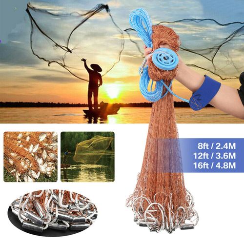 Generic Cast Net Bait Easy Throw Hand Cast Trap C 3.6m Aluminum Ring