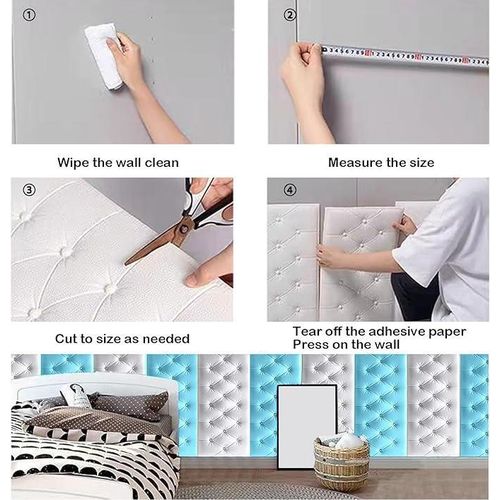 product_image_name-Generic-5pcs Grey + 5pcs white Anti-collision wall stickers for soft bedside decoration, creative soft headboard decoration, thickened and impact-resistant, can be cut -3