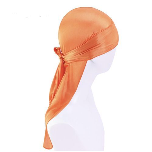 product_image_name-Fashion-Titan Durags Extra Long Tail Titan Silk Plain Orange DURAG - DOO RAG-1