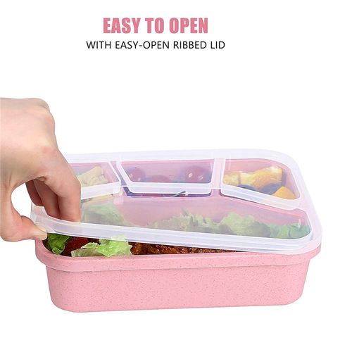 4 Pack Snack Containers, 4 Compartments Bento Snack Box, Reusable