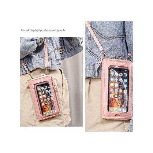 product_image_name-HUAHUA-Touch Screen Phone Bag Fashion Shoulder Crossbody Bag Pink-2