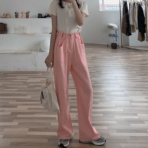 Fashion (NO.8 Pink)Wide Leg Jeans Woman Cargo Women Clothing Pants