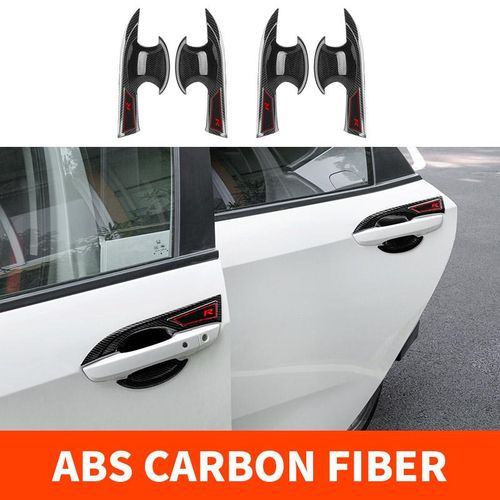 Generic 4pcs Carbon Fiber Door Handle Protective Cover Abs Handle