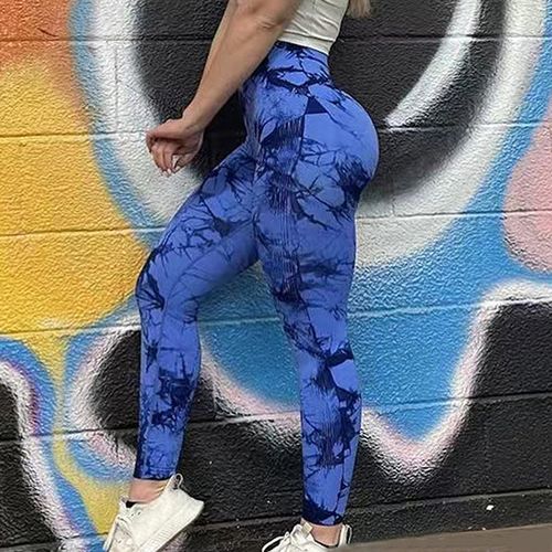 Generic Women Tiedye Gym Leggings Seamless Mujer Push Up Booty Pants  Scrunch Sports Fitness High Waist Workout Yoga Leggins Dropshipping(#Tiedye  Dblue)