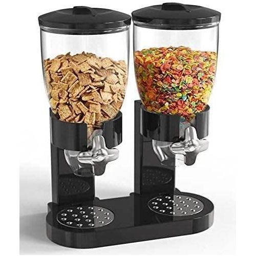 product_image_name-Generic-Double Cereal Dispenser With Stand – Dual Dry Food Storage Container With Portion Control Lever – Black-4