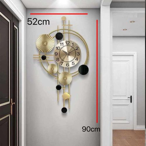 Generic Luxurious Nordic Geometric Metal Wall Clock (52cm x 90cm) – Modern Home Decor