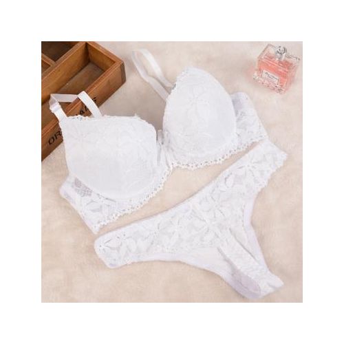 Generic Sexy Women Deep V Lace Decro Underwire Bra Set Push Up