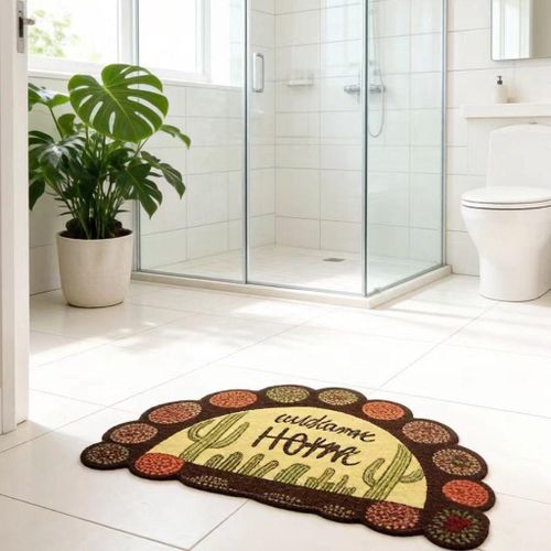 Generic Bohemian Cactus Home Semicircle Non-Slip Absorbent Bath Mat - image 3