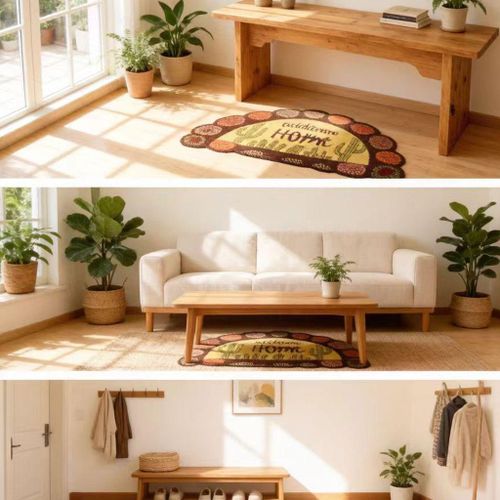 Generic Bohemian Cactus Home Semicircle Non-Slip Absorbent Bath Mat - image 7