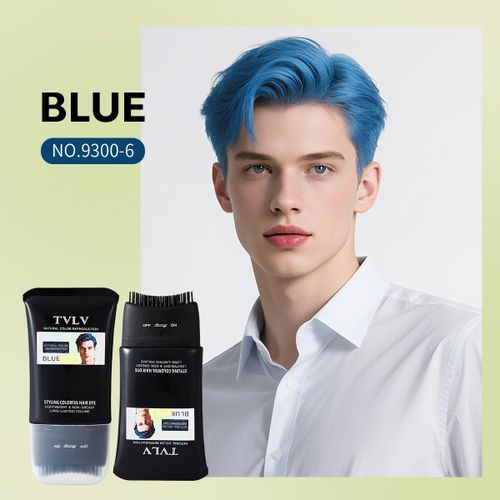 product_image_name-Fashion-Hair Coloring Comb, 120g Safe Hair Coloring Root Touch-Up, Waterproof Practical Hair Coloring Applicator Comb Covers Gray Hair, Gray Hair Coloring Brush Combs(Blue)-1