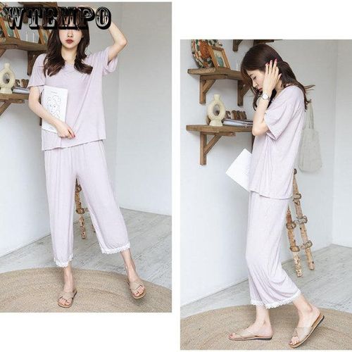 Generic Thin Home Wear For Women Sleepwear Summer Casual Solid