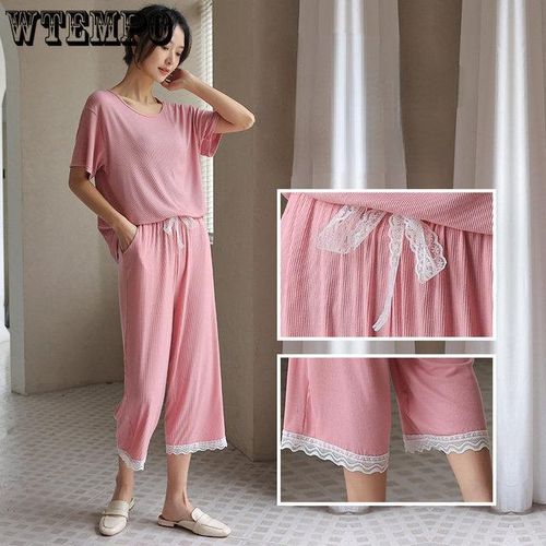 Generic Thin Home Wear For Women Sleepwear Summer Casual Solid