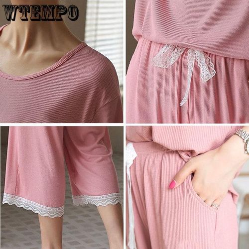 Generic Thin Home Wear For Women Sleepwear Summer Casual Solid