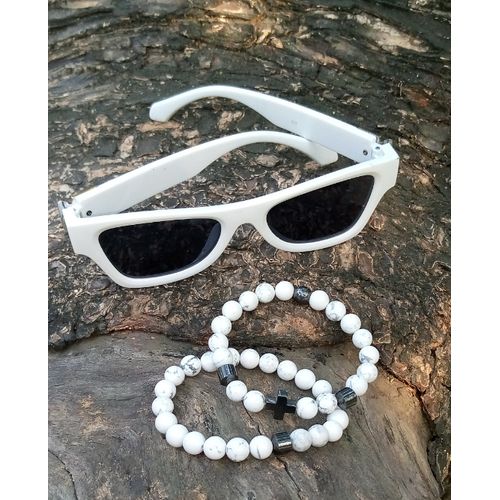product_image_name-Fashion-White Malachite Bead Bracelet And Sun Glass-1