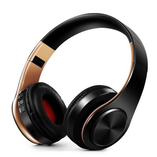 Generic Headphones Bluetooth Headset Earphone Wireless Headphones Stereo  Foldable Sport Earphone Microphone Headset Handfree MP3 Player(Gold Black)