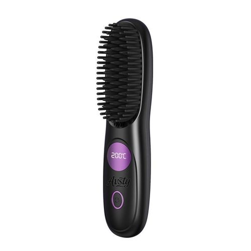 product_image_name-Avsty-Cordless Ceramic Heated Electric Wireless Hair Straightener,Portable LCD Hair Straightening Comb,USB Rechargeable Negative Ion Hot Comb Hair Brush,Black-1