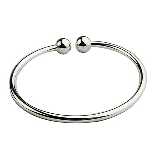 Fashion Women's Silver Plated Open Hand Cuff Bracelet Simple Beads ...