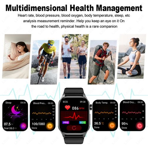 Generic SOS ECG Smartwatch Blood Glucose Pressure Body Temperature Healthy - image 4