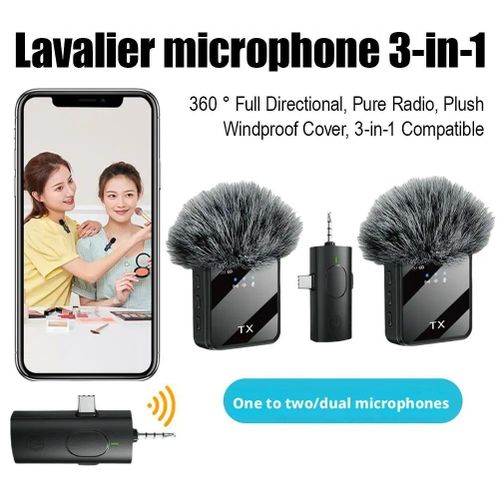 Generic F11 2 Dual Wireless Lapel Microphones Lavalier Mic TYPE-C Android Phones IPhone + IOS Adapter - image 4