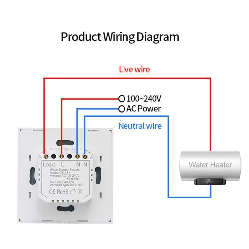 Generic 40A smart WiFi switch, smart water heater switch - image 3